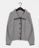 Lupe line color oversized fit collar knit cardigan