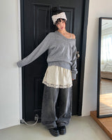 Enon Brushed Wide Denim Pants