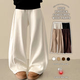 Any soft corduroy side pin tuck incision wide pants