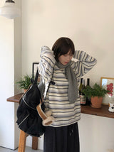 ケンタリーストライプカラーオーバーウールニット