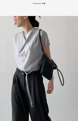 [Summer ver.] Tie Two Tuck Long Wide Slacks