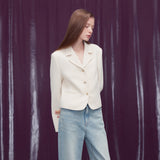 SINGLE-BREASTED TWEED JACKET CREAM
