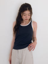 コラボレーションスリーブレストップ - Navy