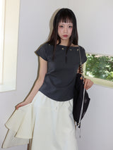 SHELL CAP SLEEVE T (CHARCOAL)