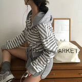 【BELLIDE MADE】ワッフルストライプジップアップパーカー