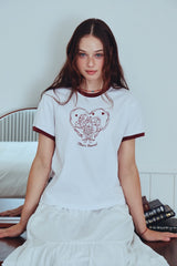 26SS★ Amore Puppy Crop Ringer Short Sleeve Tee