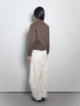 Crack Leather Biker Jacket_Beige
