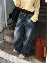 Plum Folding Wide Denim Pants (2c)