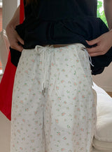 Lijet Flower String Pintuck Wide Pants