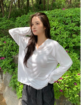 Vane Button Oversized Loose-Fit Long-Sleeve