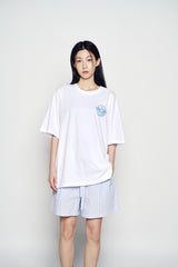 25SS ストライプセットアップルーズフィットショートパンツ ブルー