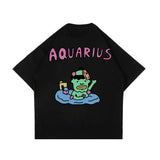 PEANUT STAIN - アクエリアス ゾディアック ブラック オーバーサイズド Tシャツ