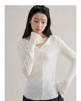 V-neck flared sleeve knit top