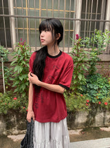 [unisex] モアブ ホース プリンティング リンガー ショート スリーブ ティー