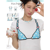 BETWEENAND “Pixel Bead” Summer White Cute and Playful Graffiti-Style Short-Sleeve T-Shirt, New Design