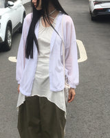 Tsukin Sheer Linen Hooded Cardigan