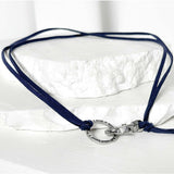 Suede string lettering necklace_blue