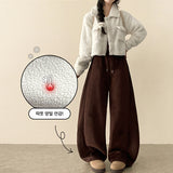 Any soft corduroy side pin tuck incision wide pants