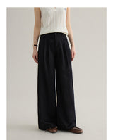 loose-fit high-waisted straight denim pants