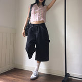 Yukil カーペンターステッチスリークウォーターバミューダデニムパンツ