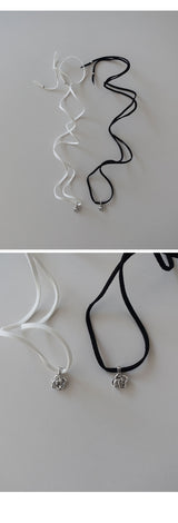 ローズペンダントストラップチョーカー (WHITE, BLACK 2COLORS!)