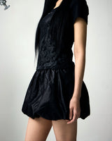 [UPDRAFT]PRINT COTTON CROP T-SHIRT BLACK