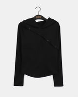 Wechel incision button hoodie long sleeve shirt