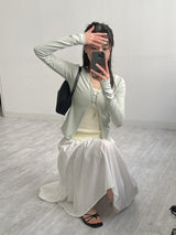 Two-button slit ribbed cardigan T-shirt
