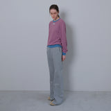 Gray Slit Snap Long Pants