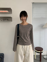 キンバーボーダーラウンド長袖Tシャツ