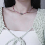  All surgical steel rhodonite natural gemstone choker