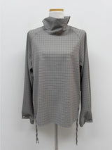 Checked shirring raglan blouse