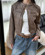 [F/W] Crop suede zipper jacket(2color)