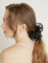 BIG LACE SCRUNCHIE - BLACK
