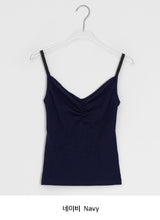 Orr Eyelet Punching Shirring V-Neck Strap Sleeveless