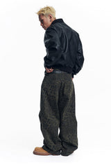Curved Leopard Pants - Khaki