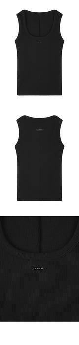 [mnem] Metal Logo Rib Tank (black)