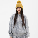 Twister Star Pocket Hoodie Zip-up - Flower Grey
