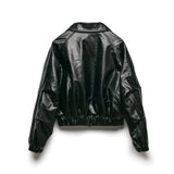[LINE] Collar Crop Leather Jacket
