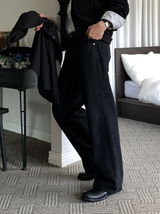  Lebey Daily Back Banding Wide Denim Pants