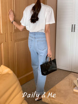 Basic cotton round T-shirt(3color)