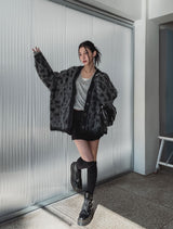 [wool 20%] ポールボタンディテールVネックニット