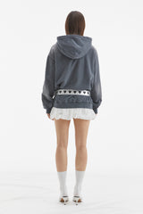 BUBBLE HEM MINI SKIRT / WHITE