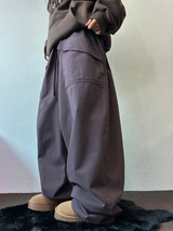 ピーチフリース🍑アメリカンビッグオーバーコットンバルーンパンツ 🤎💜🖤3COLOR