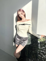 Western belt off slim knit (3color)