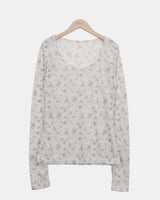 Kitten Floral Long-Sleeve T-Shirt