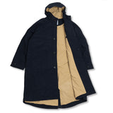 WASHED NYLON HOODED COAT NAVY