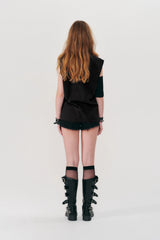 PIGMENT WASHING PRINTED SLEEVELESS - CHARCOAL   