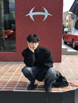 ミニットピーチフリースワイドデニムパンツ