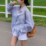[BELLIDE MADE/Blocked sunlight] フェアリーサーチャーオーバーサイズフィットストライプシャツ